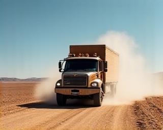 Freight truck in desert landscape