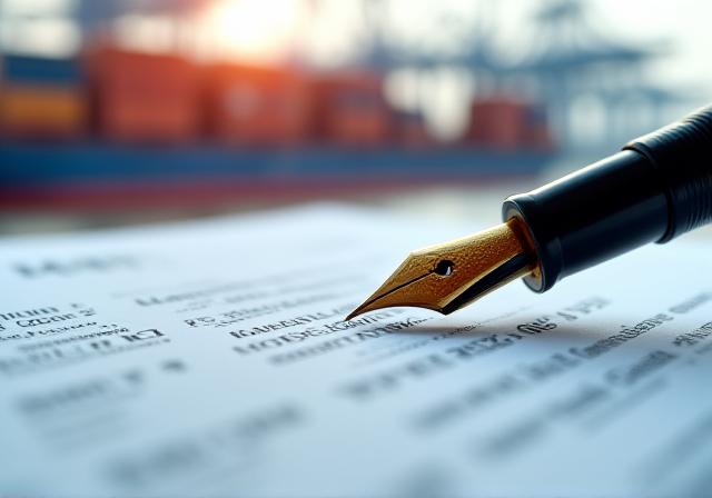 Logistics documents and contract concept